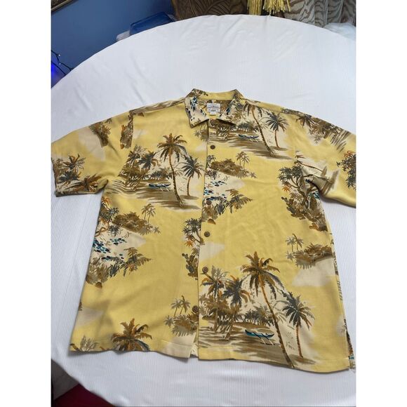 Tommy Bahama Men’s Silk Hawaiian Palm Button Up Shirt Size Large - Picture 1 of 6